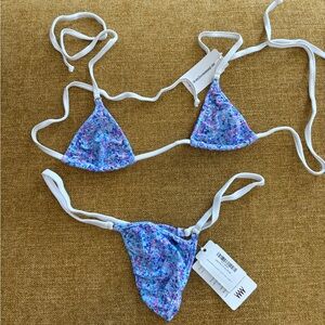 Wicked Weasel Blue and Purple “Confetti” String Bikini set